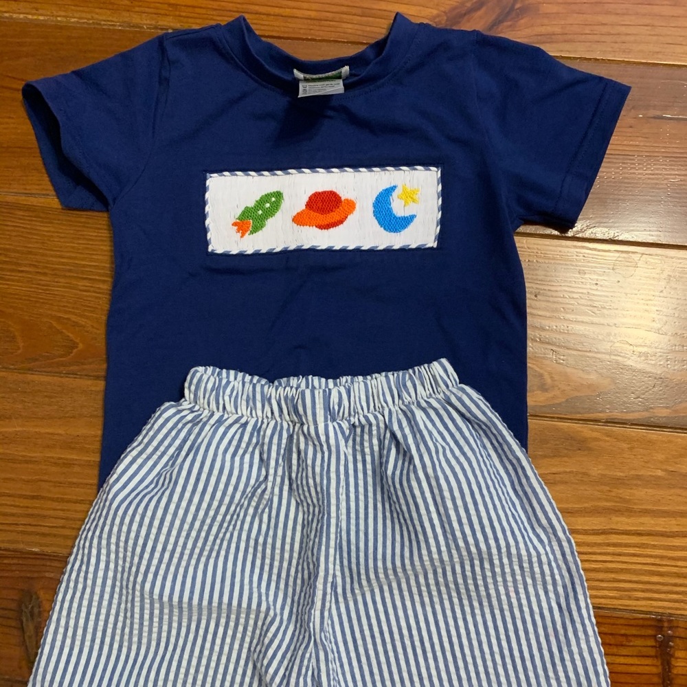 3T smocked space outfit